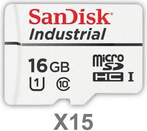 SanDisk 16GB Industrial Grade MLC Micro SDHC Class 10 SDSDQAF3-016G-I Memory Card Bulk (15 Pack)