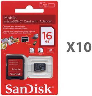 SanDisk 16GB microSDHC Class 4 Card SDSDQM-016G-B35A (10 Pack)
