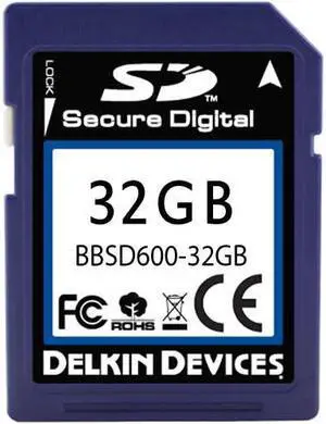 Delkin BBSD600-32GB CRC 32GB 9p SDHC 600x Secure Digital High Capacity Card Bulk