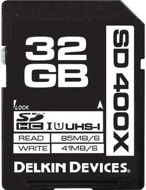 Delkin BBSD400-32GB CRC 32GB 9p SDHC 400x r65MB/s w41MB/s UHS-I U1 Secure Digital High Capacity Card Bulk