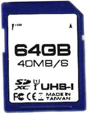 Delkin SD266-64GB-B CVK 64GB 9p SDXC r40MB/s w20MB/s Class 10 UHS-I U1 Secure Digital Extended Capacity Card Bulk