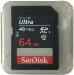SanDisk SDSDUNB-064G CVK 64GB 9p SDXC 48MB/s 320x Class 10 UHS-I SanDisk Ultra Secure Digital Extended Capacity Card Bulk
