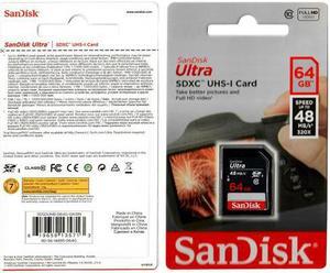 SanDisk Ultra 64GB UHS-I Class 10 SDXC SDSDUNB-064G-GN3IN Memory Card Retail (1 Pack)