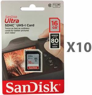 SanDisk 16GB Ultra SDHC Class 10 UHS-I 80MB/s SD Camera Card SDSDUNC-016GB (10 Pack)
