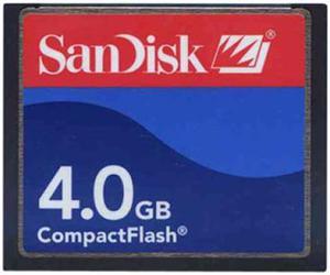 SanDisk SDCFB-4096 CGG 4GB 50p CF Sandisk Standard Red, Light Blue, Blue Label Bulk w/SN CompactFlash Card RFB