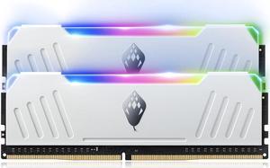 ANACOMDA ET RGB Gaming DDR4 288-Pin PC RAM Memory 3600MHz(PC4 28800) CL18 32GB (2 x 16GB) UDIMM (White) with Heatsink Desktop Memory Model. Made in TAIWAN