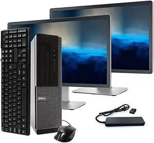 Dell Desktop Computer PC Small Form Factor Intel i5-4th Gen,16 GB RAM, 512 GB SDD, Keyboard and Mouse, Wi-Fi Bluetooth, Dual New 24 Monitor, 4 in 1 USB Hub, 16 GB Flash Drive Windows 10 Pro (Renewed)
