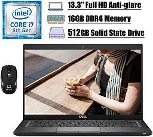 Dell Latitude (>Inspiron) 13 7000 7390 13.3" Full HD Laptop, 8th Gen Intel Quad-Core i7-8650U 1.9GHz, 16GB RAM 512GB SSD, Thunderbolt Backlit KB HDMI WiFi Win 10 Pro (Renewed)