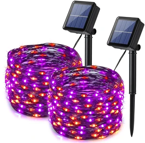 Lomotech Orange Purple Halloween Solar Lights, 2 Pack Total 66ft 200 LED | Solar Fairy Lights, Waterproof Outdoor Twinkle Lights with 8 Modes for Garden, Porch, Trees, Halloween Decor (Black Wire) Lomotech Orange Purple Halloween Solar Lights, 2 Pack Total 66ft 200 LED | Solar Fairy Lights, Waterproof Outdoor Twinkle Lights with 8 Modes for Garden, Porch, Trees, Halloween Decor (Black Wire)