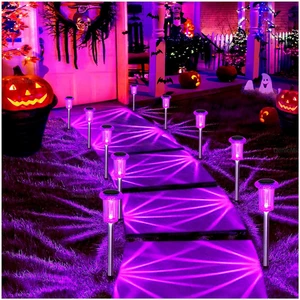 DenicMic Solar Halloween Lights Outdoor Waterproof 10 Pack Halloween Decor | Stake Lights for Yard Pathway Garden Patio Lawn Walkway Driveway, Auto On/Off Purple LED Halloween Decorations Outdoor DenicMic Solar Halloween Lights Outdoor Waterproof 10 Pack Halloween Decor | Stake Lights for Yard Pathway Garden Patio Lawn Walkway Driveway, Auto On/Off Purple LED Halloween Decorations Outdoor