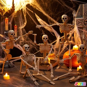 5 PCS Posable Halloween Skeleton Decor 16 Inches, Full Body Posable Joints Hanging Skeletons for Halloween Decorations, Graveyard Props, Haunted House Accessories, Spooky Scene Party Favors 5 PCS Posable Halloween Skeleton Decor 16 Inches, Full Body Posable Joints Hanging Skeletons for Halloween Decorations, Graveyard Props, Haunted House Accessories, Spooky Scene Party Favors