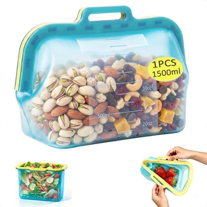 Auto-Closing Magnetic Seal Reusable Silicone Food Storage Bags, 6-Cup / 50 oz Stand-Up Pouch, No Harsh Smells, for Lunch, Fruit, Meal Prep, School & Office, Dishwasher & Freezer Safe (1 Pack) Auto-Closing Magnetic Seal Reusable Silicone Food Storage Bags, 6-Cup / 50 oz Stand-Up Pouch, No Harsh Smells, for Lunch, Fruit, Meal Prep, School & Office, Dishwasher & Freezer Safe (1 Pack)