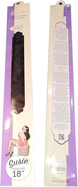 Babe Fusion Pro Extensions 18 Inch Susie #1B 20 Pieces 100% Human Remy Hair