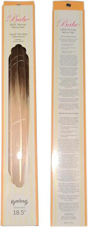 Babe Hand Tied Extensions 18.5 Inch Kymberly 4/613 #Ombre Human Remy Hair 3 Wefts + 2 Mini