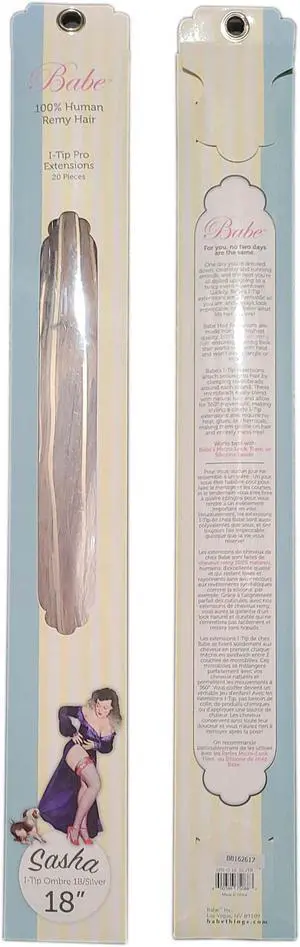 Babe I-Tip Pro 18 Inch Sasha #Ombre 1B-Silver Hair Extensions 20 Pieces Straight Color