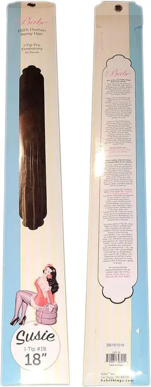 Babe I-Tip Pro 18 Inch Susie #1B Hair Extensions 20 Pieces Straight Color