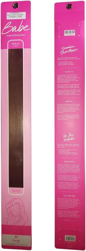 Babe Tape-In 18 Inch Lucy #8 Hair Extensions 10 Wefts Straight Color Babe Tape-In 18 Inch Lucy #8 Hair Extensions 10 Wefts Straight Color