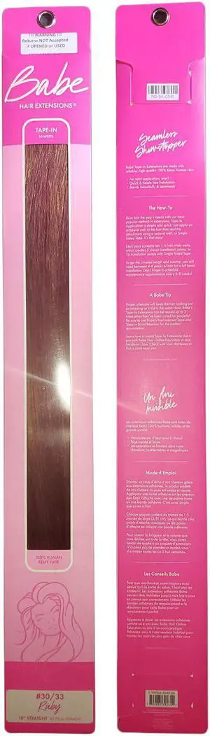 Babe Tape-In 18 Inch Ruby #30/33 Hair Extensions 10 Wefts Straight Color