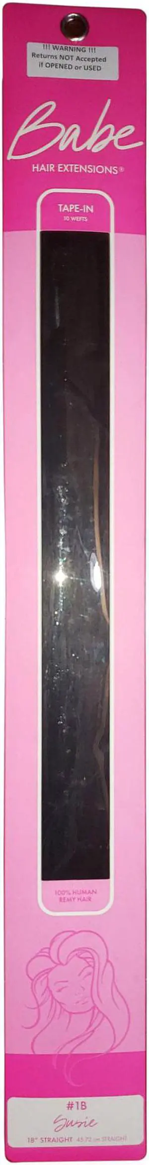 Babe Tape-In 18 Inch Susie #1B Hair Extensions 10 Wefts Straight Color