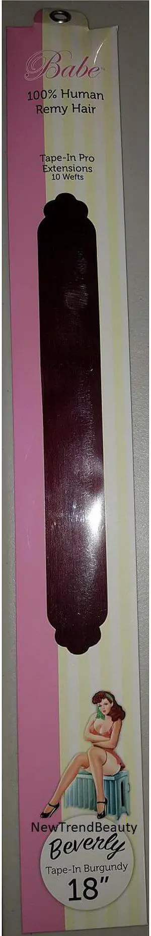 Babe Tape-In Pro Extensions 18 Inch Beverly #Burgundy 10 Wefts 100% Human Remy Hair