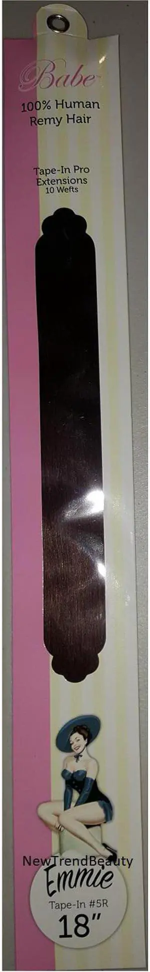 Babe Tape-In Pro Extensions 18 Inch Emmie #5R 10 Wefts 100% Human Remy Hair