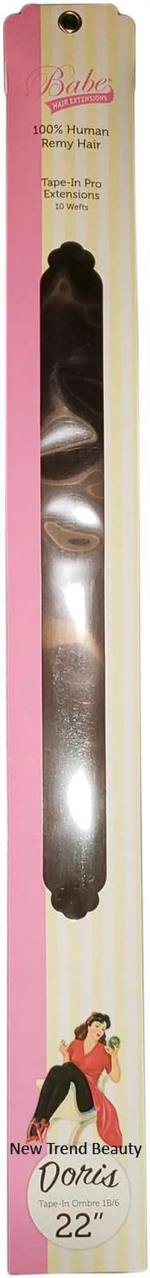 Babe Tape-In Pro Extensions 22 Inch Doris #Ombre 1B-6 10 Wefts 100% Human Remy Hair