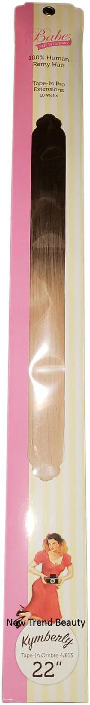 Babe Tape-In Pro Extensions 22 Inch Kymberly #Ombre 4-613 10 Wefts 100% Human Remy Hair