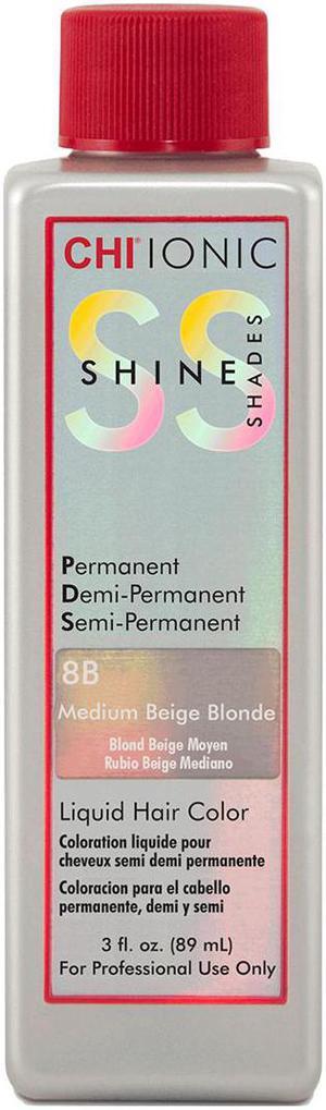 Farouk CHI Ionic Shine Shades 8B Medium Beige Blonde Permanent Demi-Permanent Semi-Permanent Hair Color 3oz 90ml