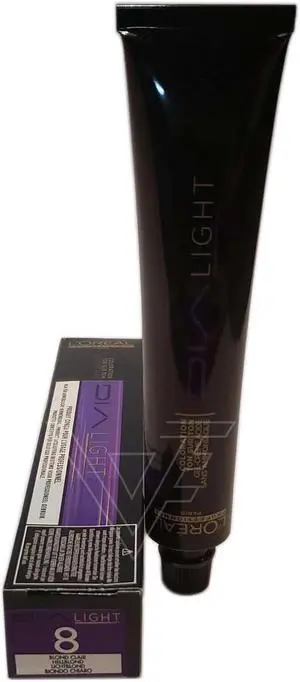 Loreal Professionnel Paris Dia Light 8 Light Blonde Demi-Permanent Acidic Gel-Creme Colorant No Ammonia European=8/8N 1.7oz 50ml