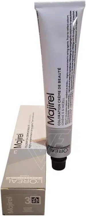 Loreal Professionnel Paris Majirel 3 Dark Brown Ionene G Incell Permanent Hair Color European=3/3N 1.7oz 50ml