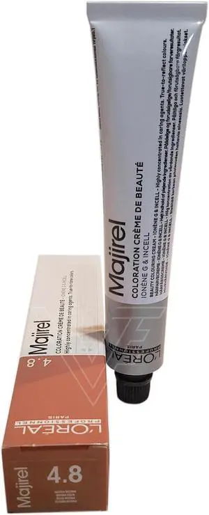 Loreal Professionnel Paris Majirel 4.8 Mocha Brown Ionene G Incell Permanent Hair Color European=4.8/4M 1.7oz 50ml