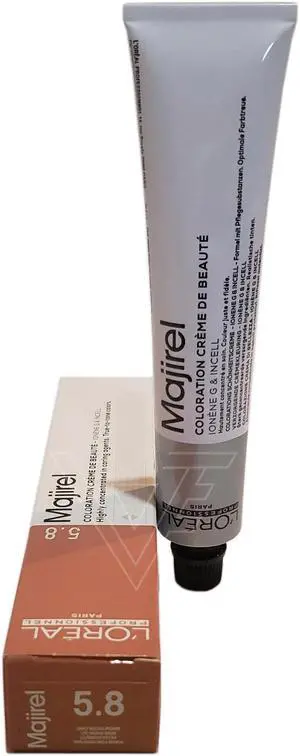 Loreal Professionnel Paris Majirel 5.8 Light Mocha Brown Ionene G Incell Permanent Hair Color European=5.8/5M 1.7oz 50ml