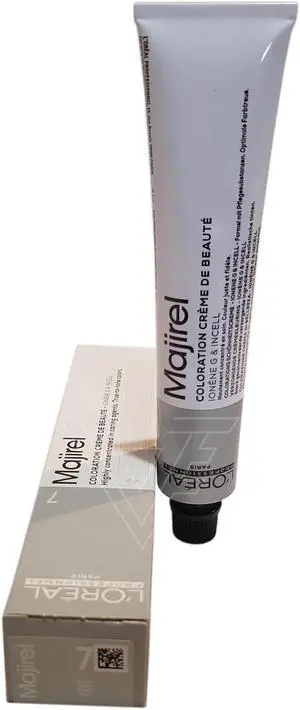 Loreal Professionnel Paris Majirel 7 Natural Blonde Permanent Hair Color Ionene G Incell European=7/7N 1.7oz 50ml