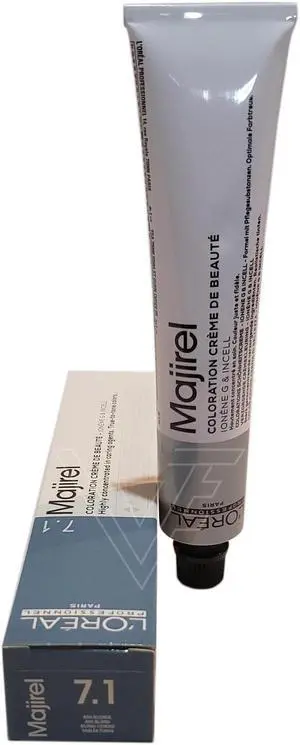 Loreal Professionnel Paris Majirel 7.1 Ash Blonde Permanent Hair Color Ionene G Incell European=7.1/7B 1.7oz 50ml