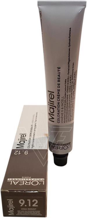 Loreal Professionnel Paris Majirel 9.12 Lightest Ash Iridescent Blonde Permanent Hair Color Ionene G Incell European=9.12/9BV 1.7oz 50ml