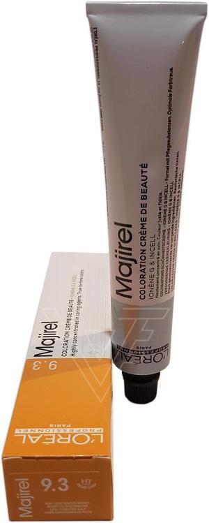 Loreal Professionnel Paris Majirel 9.3 Lightest Gold Blonde Permanent Hair Color Ionene G Incell European=9.3/9G 1.7oz 50ml