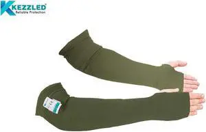 KEZZLED Kevlar Sleeves for Men and Women  4 Way Protection Long Arm Sleeve with Thumb Hole - Best for Welding, Gardening, Anti-Bite, Heat and Cut Resistant