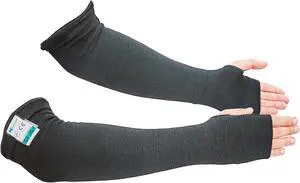 KEZZLED Kevlar® Sleeves- Heat, Scratch & Cut Resistant Arm Sleeves with Thumb Holes- Arm Safety Sleeves- Long Arm Protectors-Working Sleeves-Flexible, Lightweight, Washable- 18 Inches, [ Black ]