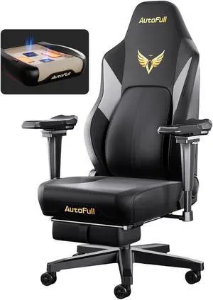 AutoFull M6 Gaming Chair with Ventilated Heated Cushion and Ergonomics AUTO Dynamic Tracking Lumbar Support Office Chair 6D Adjustable Armrests PC Chair for Adults with Footrest,Black