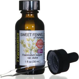 TVaromatics Sweet Fennel of Hungary 100% Pure Essential Oil w/ Child Resistant Dropper Cap - Foeniculum vulgare var dulce 30 mL CRC