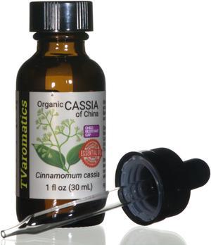 TVaromatics Organic Cassia of China 100% Pure Essential Oil w/ Child Resistant Dropper Cap - Cinnamomum cassia   30 mL CRC