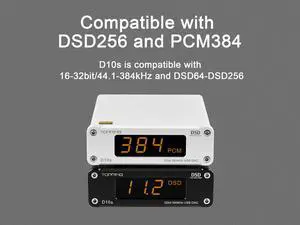 Topping D10s HiFi DAC USB DAC XU208 ES9038Q2M DSD256 32bit/384kHz Coax/Opt/RCA Output Mini Desktop Audio Decoder(Silver)