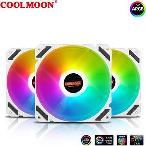 COOLMOON  4.724 in PWM ARGB PC Case Fan Quiet 4 Pin Addressable RGB Cooling Fan for CPU Cooler Computer Chassis(3pcks)