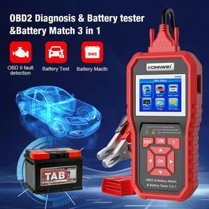 [Authorized Distributor] KONNWEI KW880 12V Car Battery Tester Analizer Auto Diagnostic Tool Battery Match 3 in 1 Car OBD2 Scanner Full OBD2 Function