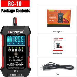 [Authorized Distributor] KONNWEI RC-10 Car Charger Tools Battery Charger Battery Pulse Repair Tool Moto Battery Charger 12-24V 5A 10A Emergency Tool  KONNWEI RC-10