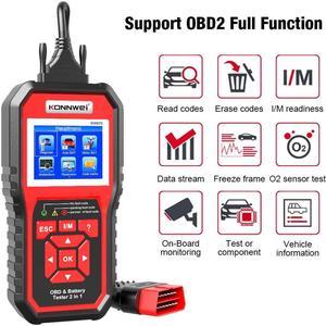 [Authorized Distributor] KONNWEI KW870 OBDII Auto Diagnostic Code Scanner 12V Car Battery Tester Cranking Charging Test 2 in 1 Auto Diagnostic Scan Tools KW870