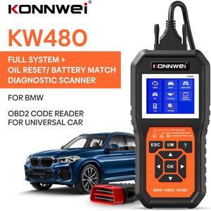 [Authorized Distributor] KONNWEI KW480 Obd2 Scanner for BMW Cars Obd 2 ABS Airbag SRS Oil REST Full Systems Diagnostic Tool Battery Match E38 E46 KW480
