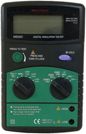 Mastech MS5201 Digital Multimeter 1999 counts Megger Insulation Tester Resistance AC/DC Voltage with Sound And Light Alarm Mastech MS5201