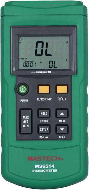 MasTech MS6514 Dual channel Digital Thermometer Temperature Tester USB Interface Thermocouple Temperature Sensor Probe  MasTech MS6514
