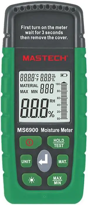 Mastech MS6900 Higrometre MS6900 Mini Digital Moisture Meter Wood/ Lumber/Concrete Buildings Humidity Tester with LCD Display